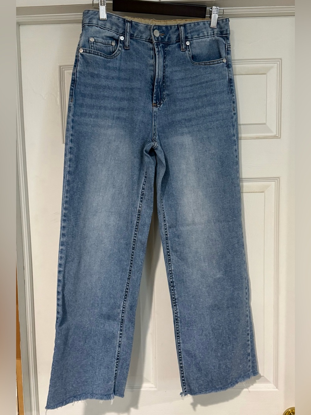Oat New York Light Blue Wide Leg  Raw Hem Jeans
